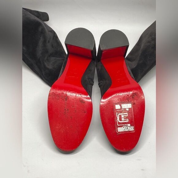 Christian Louboutin Black Stretchadoxa Botta Alta Suede Boots size 37 - Picture 15 of 16